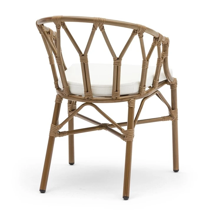 Rattan And Wicker Armchair With White Cushion
