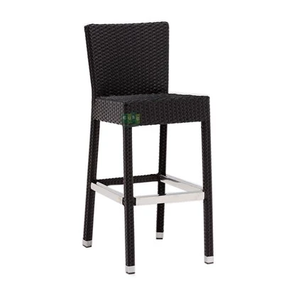 Bangku Bar Luaran Rotan Hitam Aluminium